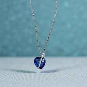 Silver and Blue Heart Pendant Necklace